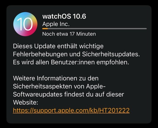 watchOS 10.6 ist verfügbar.