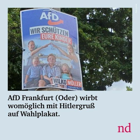 AfD Frankfurt (Oder) wirbt womöglich mit Hitlergruß auf Wahlplakat.
