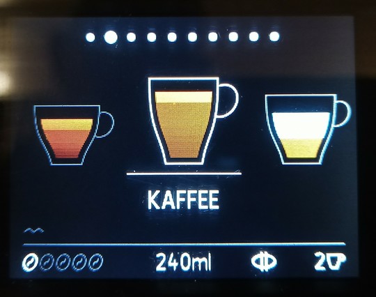 Display einer Kaffeemaschine.