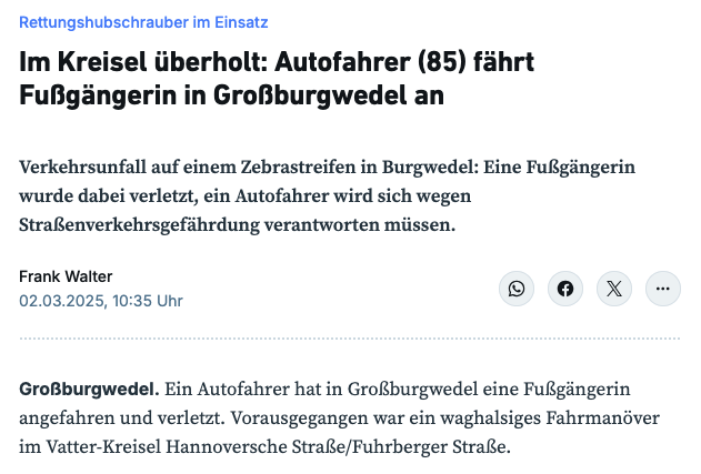 Screenshot verlinkter Artikel
