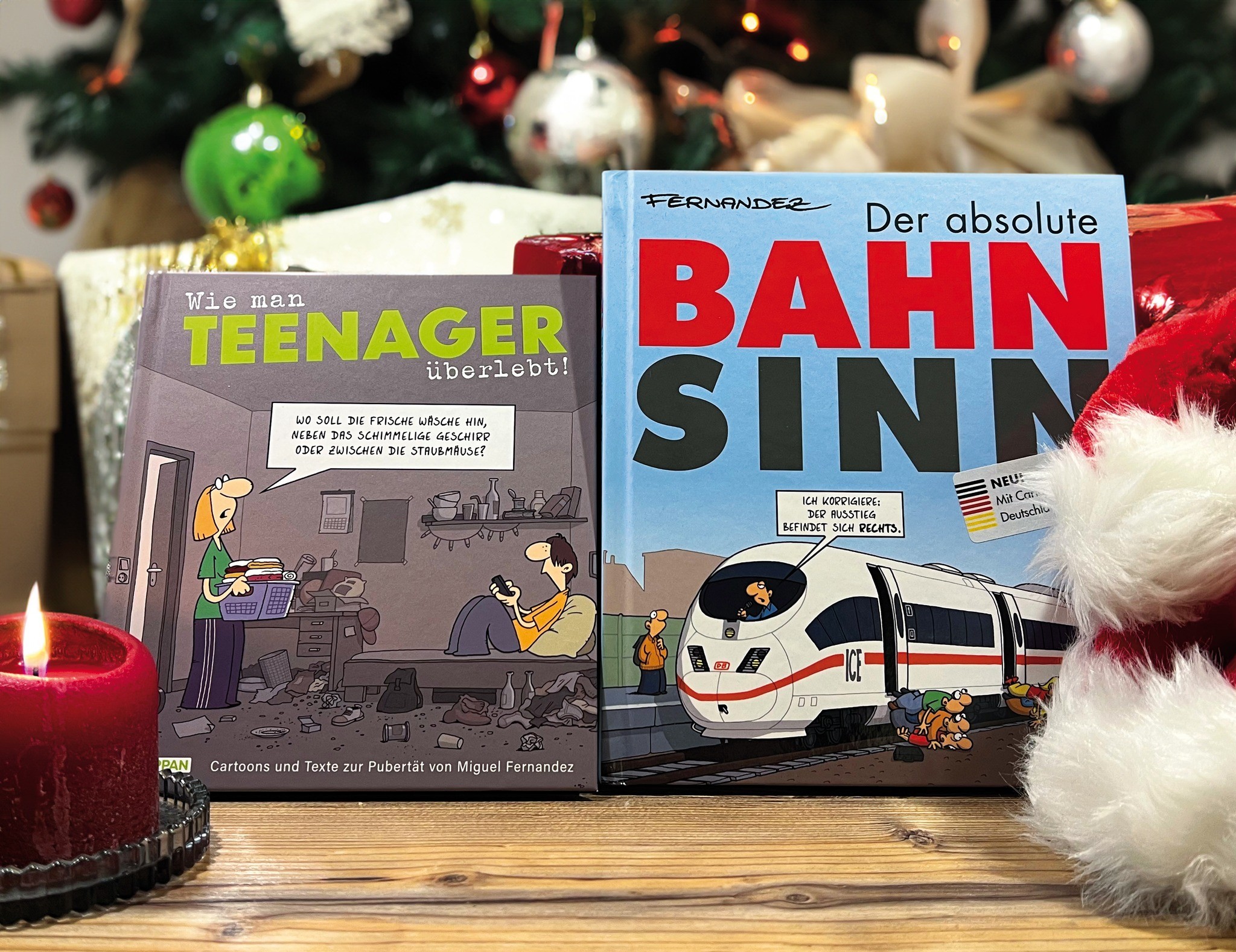 Weihnachtliches Bild von den genannten Büchern
