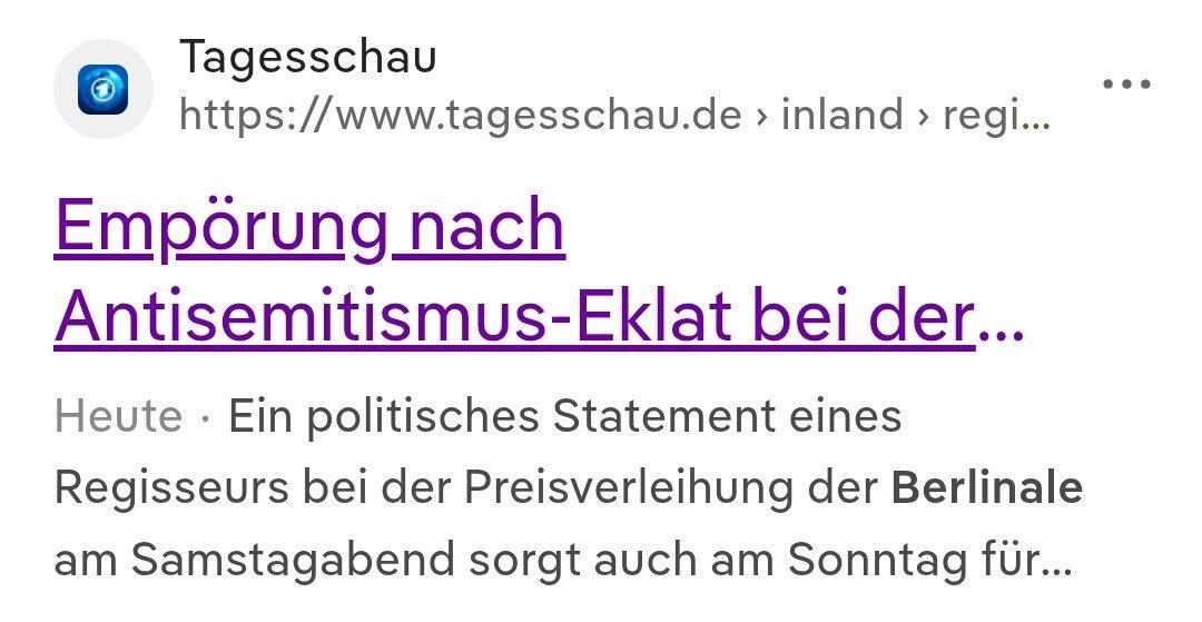 Screenshot Suchergebnis Tagesschau
"Empörung nach Antisemitismus-Eklat"