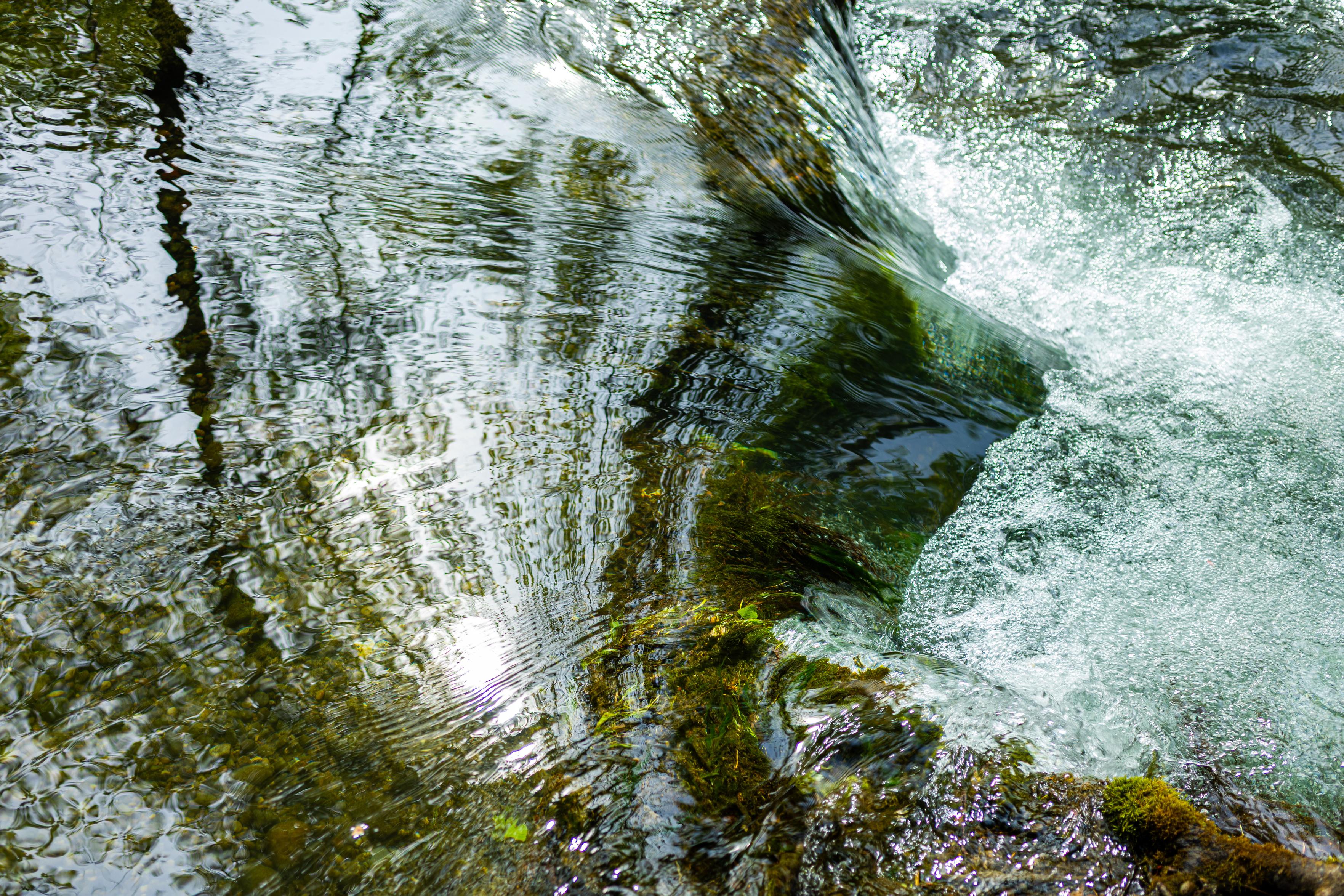 Schnell fließendes Flusswasser. 

Fast-flowing river water.