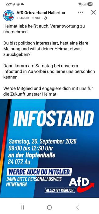 Screenshot einer Veranstaltung einer rechtsextremen politischen Partei